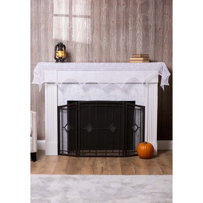 HalloweenCostumes.com One Size Fits Most White Spider Web Mantel Scarf Halloween Decoration, Scary Creepy Spooky Indoor Fireplace Room Display, White