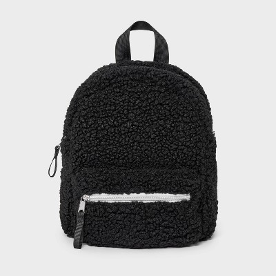 Kids' Mini Faux Shearling Backpack - art class™ Black: Lightweight Solid Design, Ages 3-11, Recycled Polyester