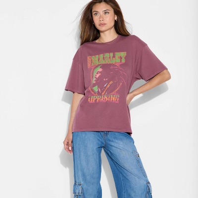 Women's Bob Marley Resurrection Short Sleeve Graphic T-Shirt - Cherry Brown