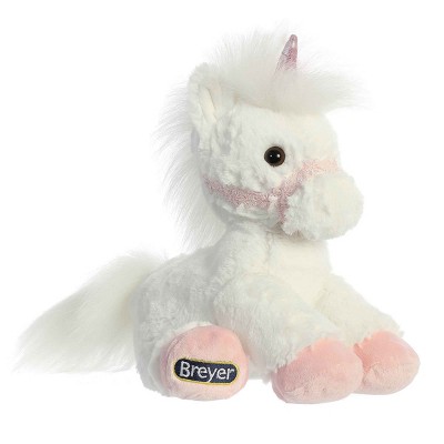 Aurora Small Bridle Buddies Unicorn Breyer Exquisite Stuffed Animal Pink and White 8.5"