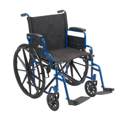 Drive Medical Blue Streak Wheelchair with Flip Back Desk Arms and Swing Away Footrests - 18" Seat