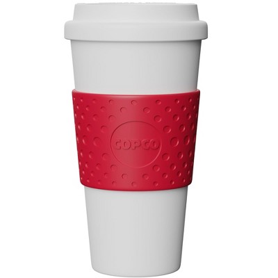 Copco Insulated Travel Mug, Coffee Cup with Lid, 16oz Tumbler, Double Wall To-Go Cup, BPA-Free Reusable Plastic, Acadia, Cherry Red