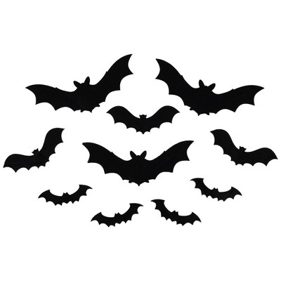 Northlight Halloween Posable Felt Bats - 12" - Black - Set of 10
