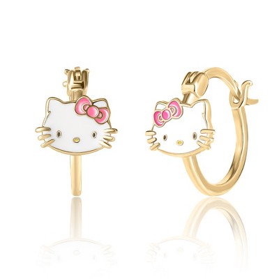 Sanrio Hello Kitty Womens Enamel Hoop Earrings, Officially Licensed
