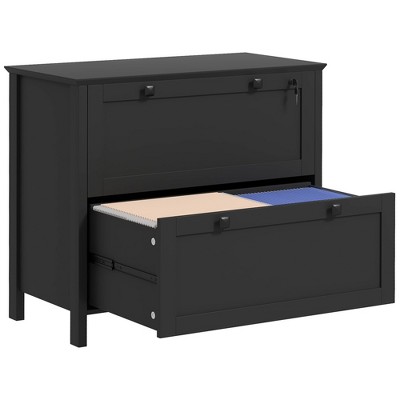 HOMCOM 2 Drawer File Cabinet with Lock, Lateral Filing Cabinet with Keys and Adjustable Hanging Bar for Letter, A4 and Legal Size