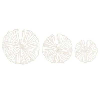 Storied Home Set of 3 Sizes Handmade Coral Shaped Paper and Metal Decorative Wall Art : Modern Abstract Embossed Artwork, All Ages
