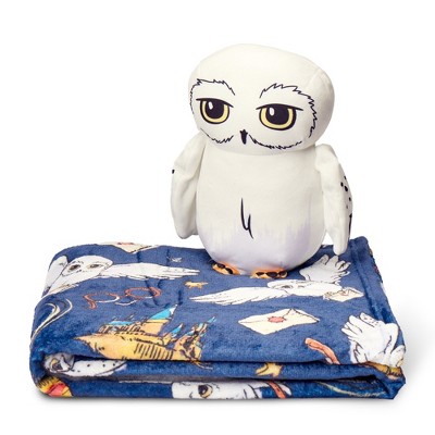 Warner Bros. Harry Potter Hedwig Silk Touch Throw Blanket 50X60 inches and Hugger Set 11 inches