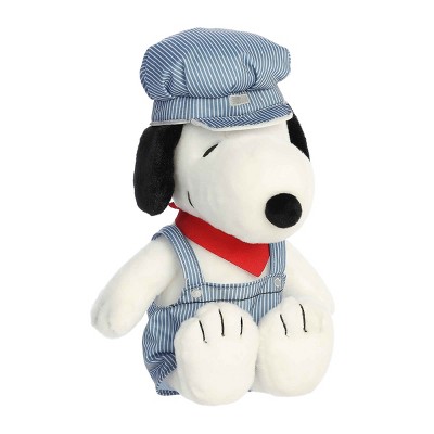 Aurora Large Train Engineer Snoopy Peanuts Adorable Stuffed Animal White 13.5"