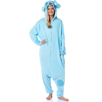 Nickelodeon Adults Blue's Clues Hooded Union Suit Costume Kigurumi Sleep Pajama Blue