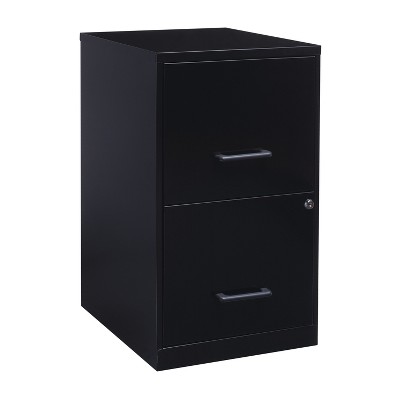 Space Solutions 18" Deep 2 Drawer Letter Width Vertical File Cabinet Black: Steel Office Filing, No Assembly Required
