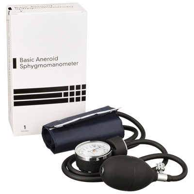 BASIC Small Adult Cuff Arm Aneroid Sphygmomanometer Unit 2-Tubes Blue 1 Each