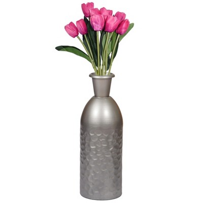 Uniquewise Modern Decorative Iron Hammered Tabletop Centerpiece Flower Vase