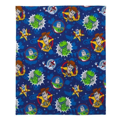 Toy Story Toddler Bed Kids' Blanket: Disney Buzz Lightyear & Woody Microfiber Throw, Multicolor, Standard Crib/Toddler