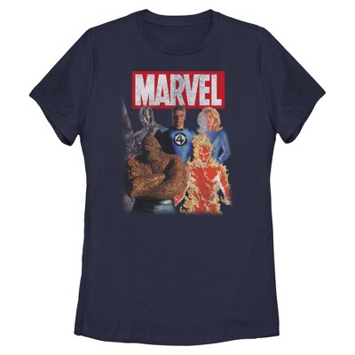 Womens Marvel: Fantastic Four Classic Team T Shirt - Navy Blue - Large