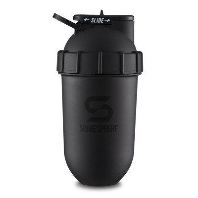 SHAKESPHERE Tumbler Original: Protein Shaker Bottle and Smoothie Cup, 24 oz - Bladeless Blender Cup, No Blending Ball - Matte Black - Black Logo