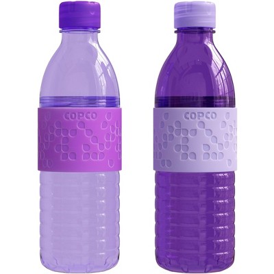Copco Hydra 16.9oz Water Bottle, Set of 2 - Non-Slip Sleeve & BPA-Free Tritan Plastic, Leak-Spill-Proof, Portable Bottle (Purple & Light Purple)