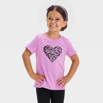 Toddler Girls' Halloween Bat Heart Short Sleeve T-Shirt - Cat & Jack™ Lavender
