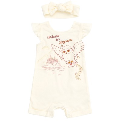 Harry Potter Hedwig Owl French Terry Romper and Headband Newborn to Toddler