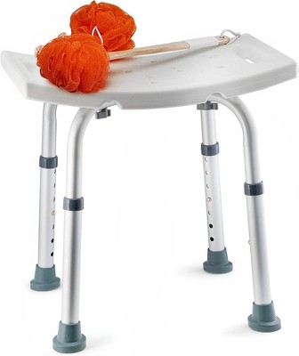 Shower Bench with 8 Adjustable Heights, Portable, Anti Slip, Lightweight and Durable – Bonus Back Scrubber and Additional Sponge - MedicalKingUsa