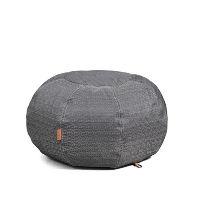 Big Joe Lux Patio Pouf, Black and White Chevron Premium Vinyl Mesh, Durable UV Protected Polyester Blend