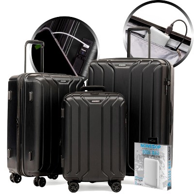 Nonstop New York 3 Piece Set (20" 24" 28") 4-Wheel Luggage Set + PowerBank & 3 packing cubes