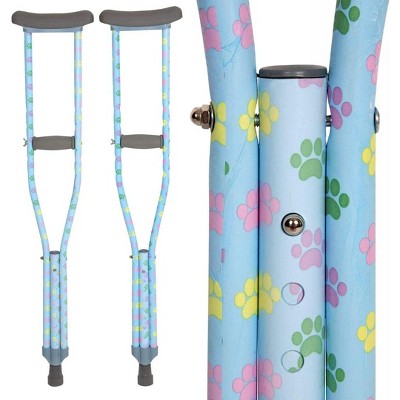 My Crutches- Orthopedic Crutches w Adjustable Handgrip/Length (Teen/Adult Size 5'2" to 5'10") Lightweight Aluminum w Underarm Padding - Dog Paws