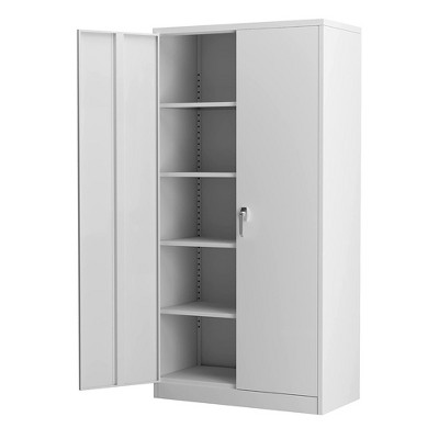 Aobabo Durable Locking Metal Storage Cabinet Organizer with 4 Adjustable Shelves and 2 Keys for Garages and Offices