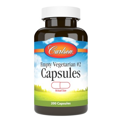 Carlson - Empty Vegetarian Capsules, Easy to Separate & Fill, with Screw Cap Bottle