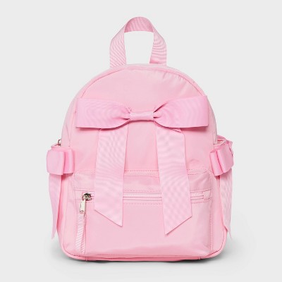 Girls' 8.5" Mini Bows Backpack - art class™ Pink: Lightweight Dome Design, 2-Bottle Holders