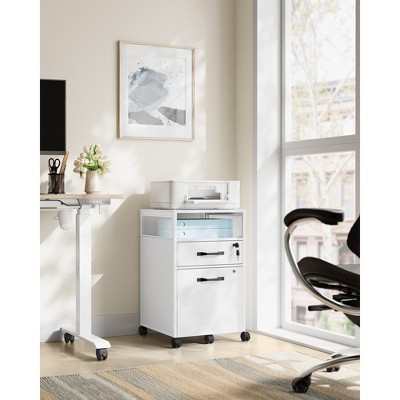 VASAGLE File Cabinet with Lock, Filing Cabinet with 2 Storage Drawers, for Hanging File Folders, Open Shelf