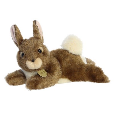 Aurora Medium Resting Bunny Miyoni Realistic Stuffed Animal Eastern Cottontail 12"