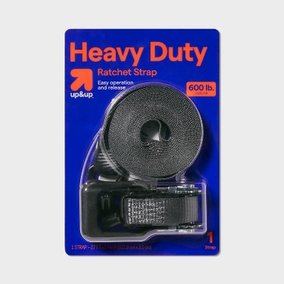 600lb Ratchet Strap Single - up&up™: Metal & Polyester Towing Kit, Black, 1.25"x1.25", 1 Piece